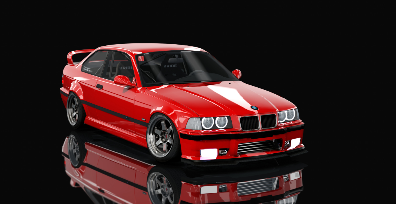 BMW 328i E36 RB26, skin 13_Brilliant_red_no_spoiler